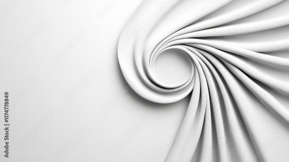 Poster abstract swirling fabric: a captivating image of smooth, white fabric cascading into a swirling, vor