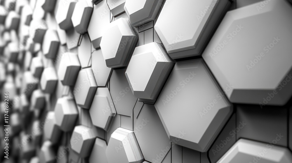 Aufkleber abstract hexagon pattern: a 3d render of gray and white geometric shapes