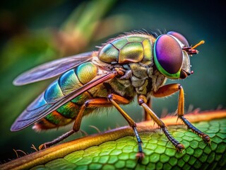 Fototapeta premium Close-up of a Horsefly, Insect Macro Photography, Detailed Wing Texture, Nature Stock Photo