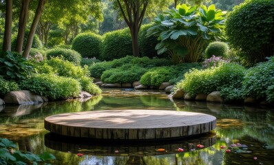 Tranquil garden with reflection pool