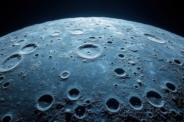 View of the lunar surface highlighting craters in stunning detail during a clear night