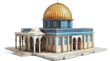 Fototapeta premium The Dome of the rock, Al-Aqsa Mosque, Jerusalem , Palestine.isolated on white