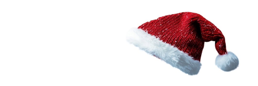 Minimalist Christmas hat design on a clean white background, festive simplicity, perfect for holiday themes and seasonal decorations