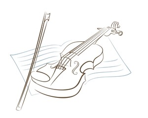 The violin sketch with music book.  © designer_an