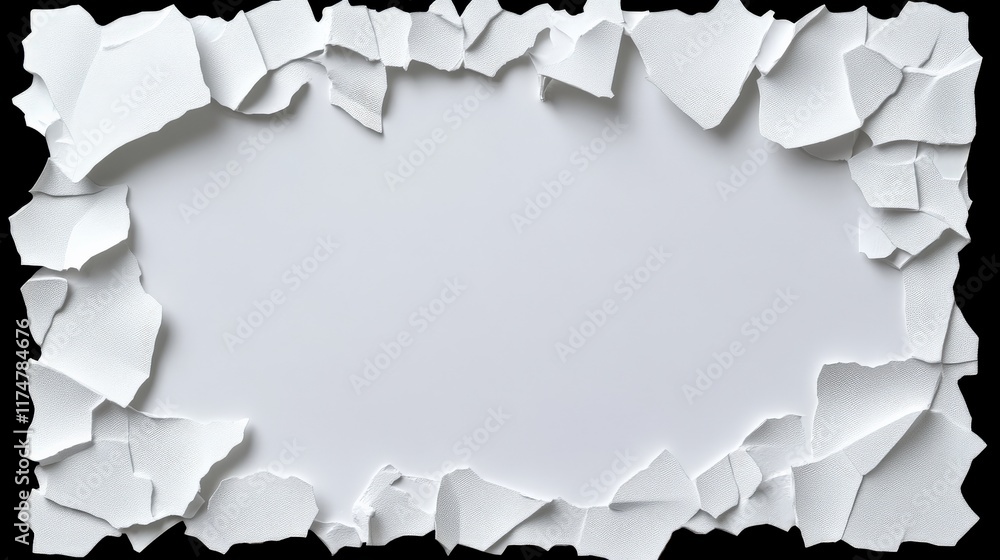Poster abstract white frame: a minimalist, modern frame with a unique, broken, and textured design. the whi