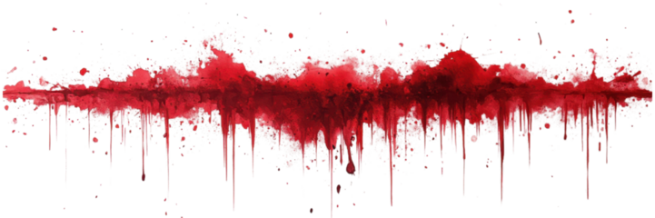 Minimalist blood splatter on a stark white background, emphasizing contrast and the impact of color in a simple composition