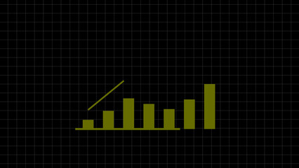 Business graph chart lime green color 4k illustration  on black background. growth concept lime green  moving.