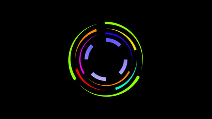 circles loading colorful 4k illustration. abstract sale neon  bright colorful 4k illustration a black background.