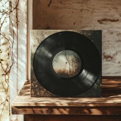 Vinyl Record with Forest Scene Label