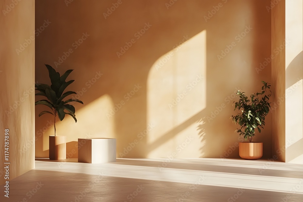 Aufkleber minimal and balanced studio room with diffused lighting for enhancing product visibility and appeal
