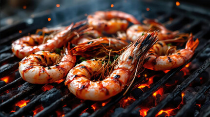 Delicious juicy and tasty aromatic of grilled shrimp