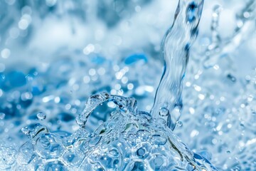 Stream of water splashing into a pool creating bubbles and ripples
