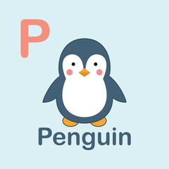 Naklejka premium Minimalist Penguin Illustration for Kids Alphabet