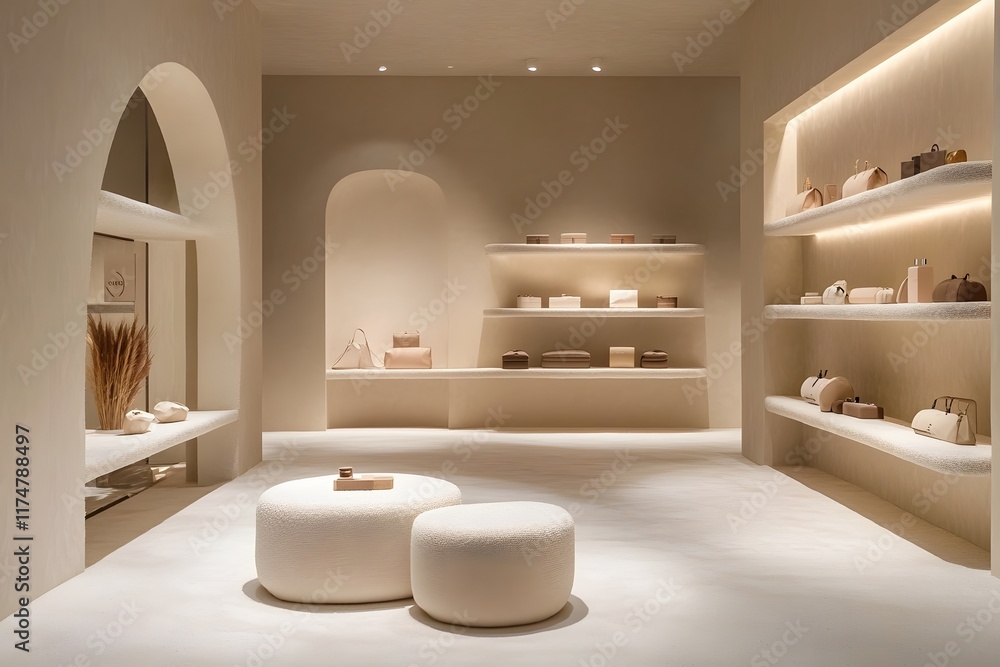 Poster minimalist studio space with soft lighting and plain backdrop for elegant product display