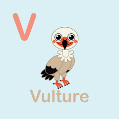 Minimalist Vulture Illustration for Kids Alphabet