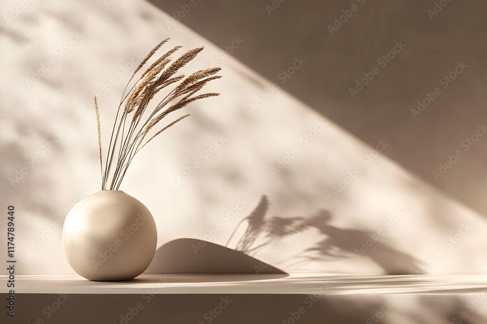Aufkleber soft and balanced minimalist studio setup with warm lighting and subtle shadows