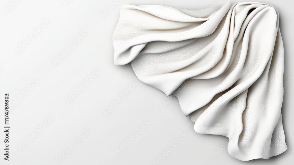 Poster sculptural drape: elegant folds of white fabric artfully arranged, creating a visually captivating a