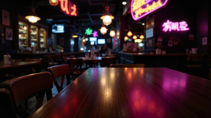 Table in the pub. The second plan is blurry.
