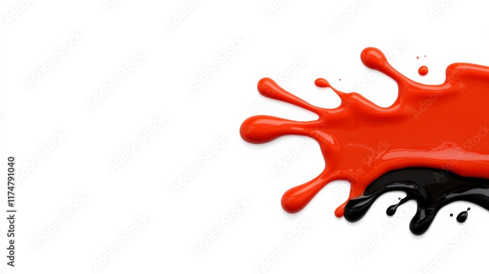 Poster red and black paint splash. dynamic duo: a vibrant splash of red and black paint explodes across the