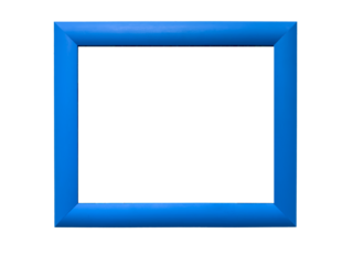 Modern picture frame. Rectangular design with a blue border, for photos, paintings. Contemporary style for gallery, museum, or interior. Flat vector illustration isolated on white background