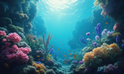 Vibrant underwater coral reef ecosystem