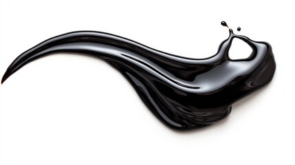 Black Liquid Swirl: A dramatic splash of black liquid creates a dynamic, abstract shape against a pristine white background.