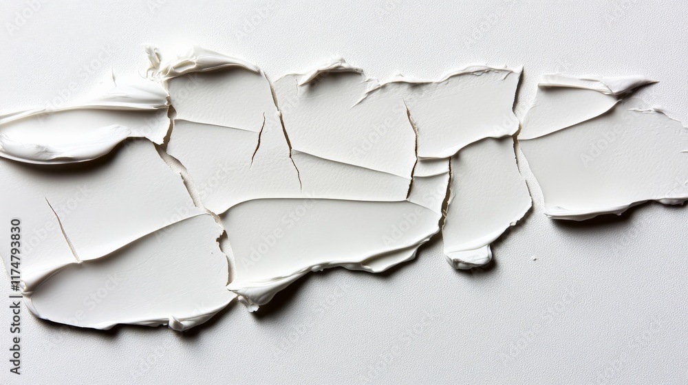 Poster abstract white paint texture: a close-up view of textured white paint strokes on a white background,