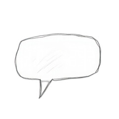 Blank speech bubble, hand-drawn, white background, communication concept.