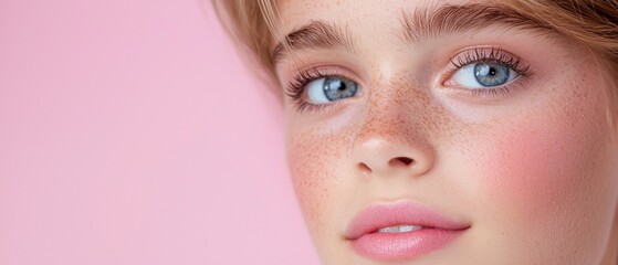 Fototapeta premium A young woman with blue eyes and red hair