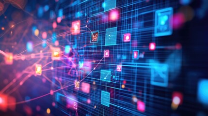Fototapeta premium Abstract Digital Network Data Flow Visualization