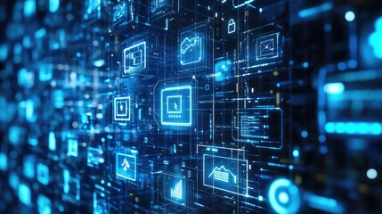 Abstract Digital Network Data Interface Visualization