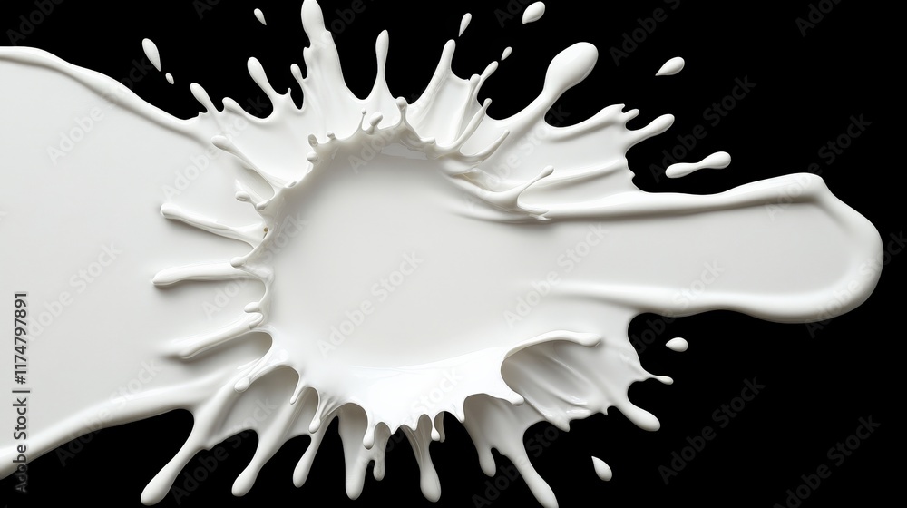 Poster milk splash abstract: a dramatic, high-speed capture of milk exploding into a mesmerizing, abstract 