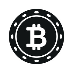 Bitcoin icon vector sillhouette isolated.