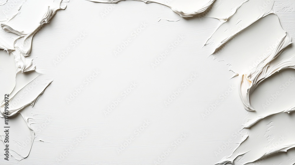 Poster white paint texture border: a minimalist abstract background featuring a circular border of thick wh