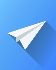 Paper airplane flying in a blue 