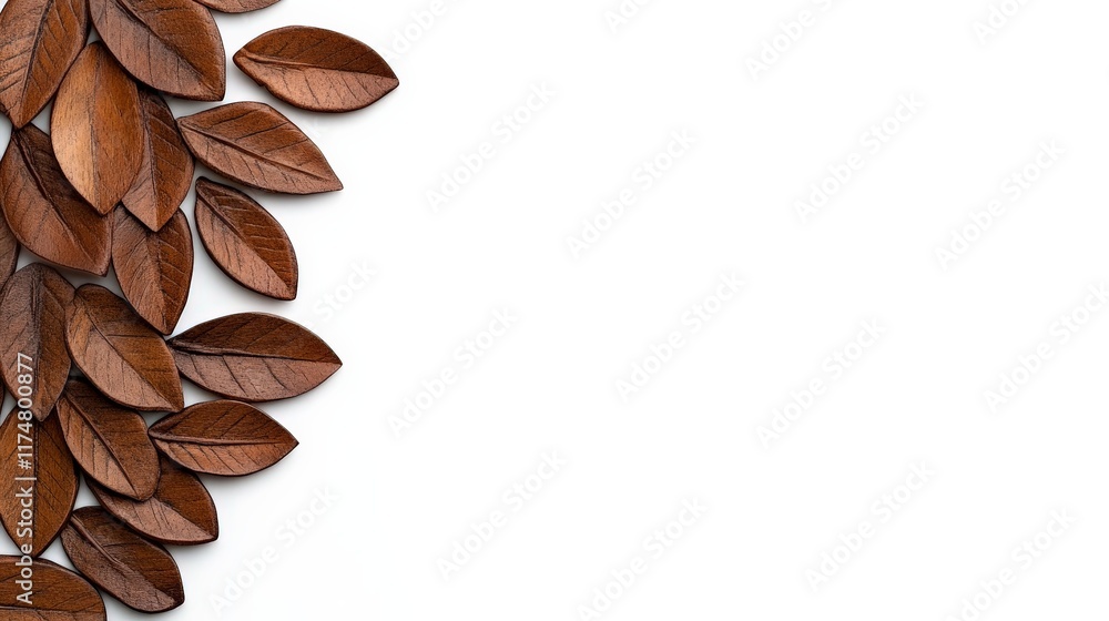 Poster autumn leaf border: a minimalist arrangement of autumn leaves forms a natural border on a white back