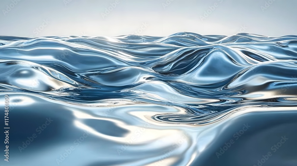 Poster tranquil waves and ripples of shimmering blue water surface with reflections creating a serene and c