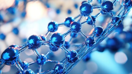 Abstract Molecular Structure With Blue Spheres And Bonds