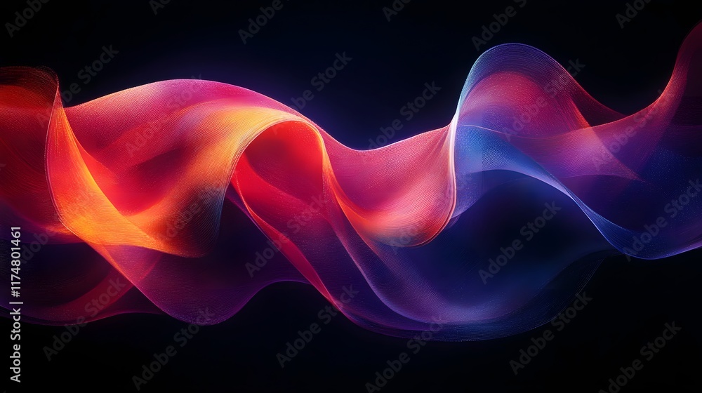 Poster mesmerizing waves of vibrant flowing color and luminescent light in a dynamic digital abstract art c