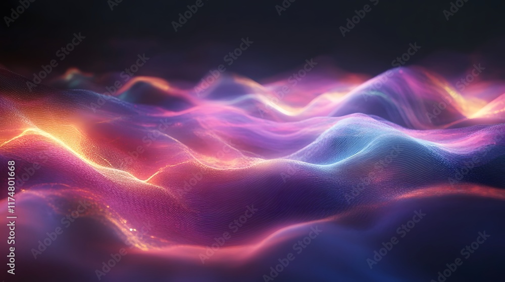 Aufkleber captivating abstract image featuring undulating waves of vibrant iridescent energy flowing effortles