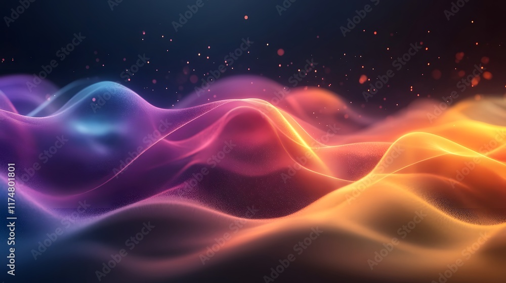 Poster mesmerizing waves of vibrant colorful lights and energy create a dynamic futuristic backdrop with a 