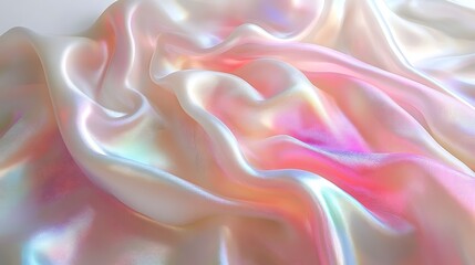 Obraz premium Flowing billowing pastel pink and white satin fabric backdrop with ethereal sensual curves and waves texture and pattern background