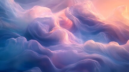 Fototapeta premium Mesmerizing and Ethereal Celestial Cloudscape Featuring Vibrant Swirling Gradients of Pink Purple Blue and Orange Hues with a Captivating Luminescent Glow