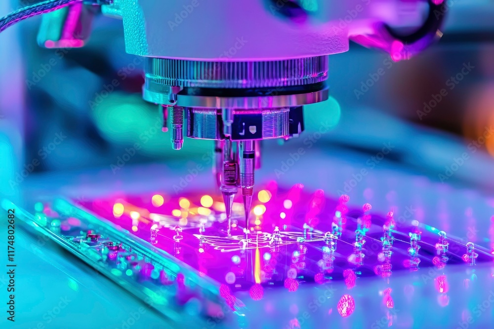 Poster precision robotic machine applying liquid to circuit board