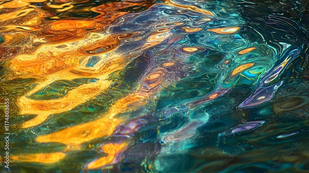Poster mesmerizing abstract composition of vibrant prismatic reflections and shimmering light dancing acros
