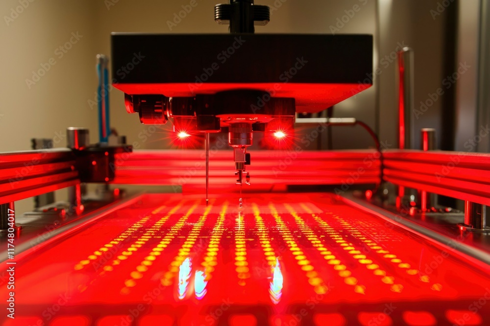 Poster automated precision dispensing system red light illumination
