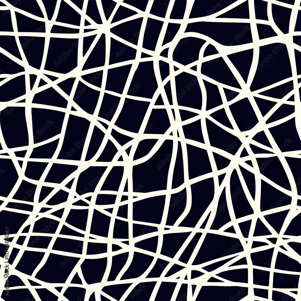 Poster irregular hand-drawn lines seamless pattern design abstract art digital texture black background cre