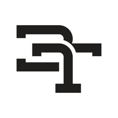 The image shows a flat monogram logo design of an initial letter 3T in black color that looks cool and sporty