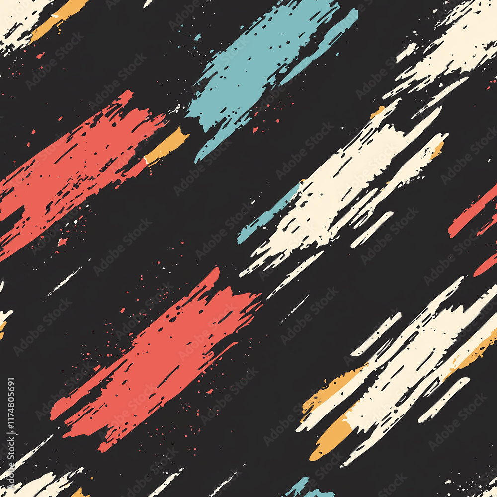 Poster colorful abstract brushstroke pattern on a dark background, showcasing dynamic movement and artistic