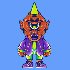 Mascot character design cartoon cyclops